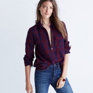 Madewell Top| flannel half-zip popover